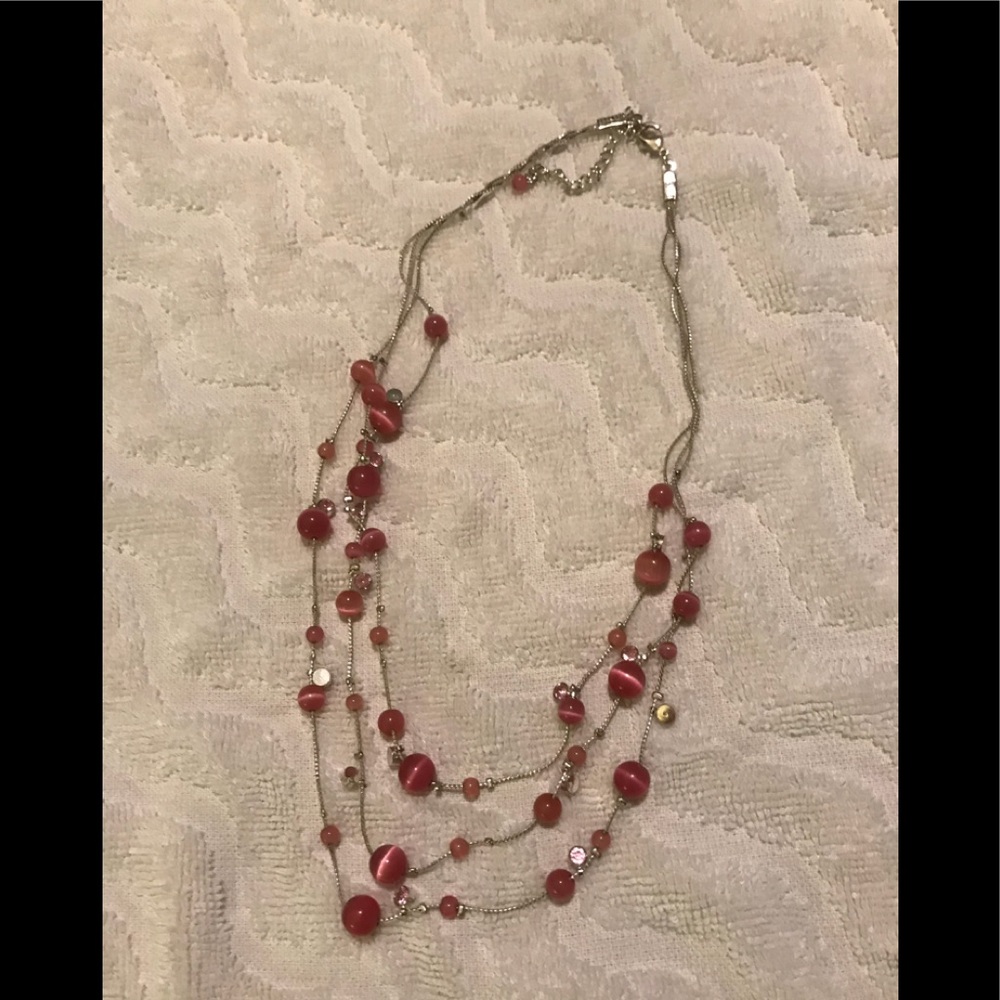 Pink triple strand necklace